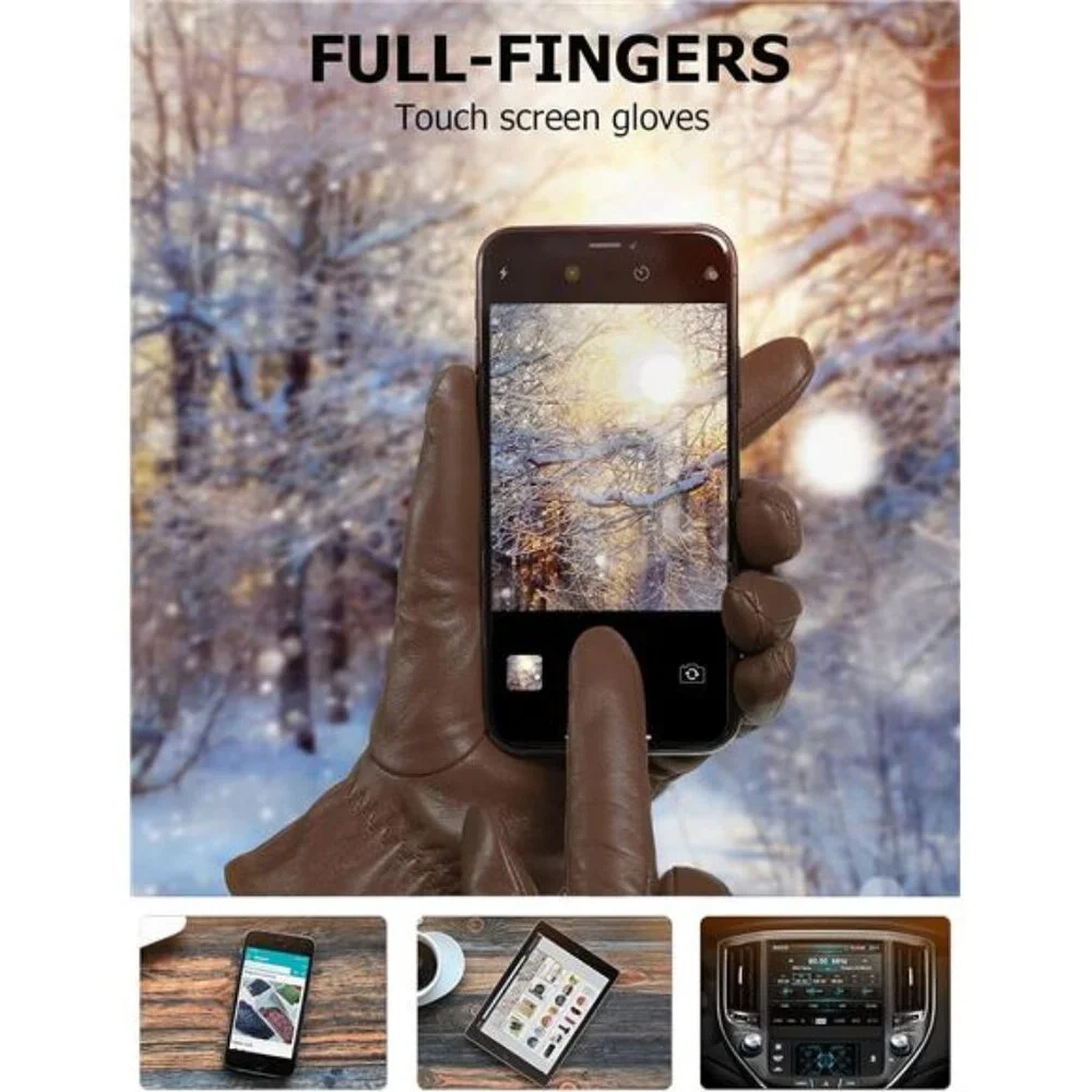 Women's Leather Gloves Touch Screen Winter Glove